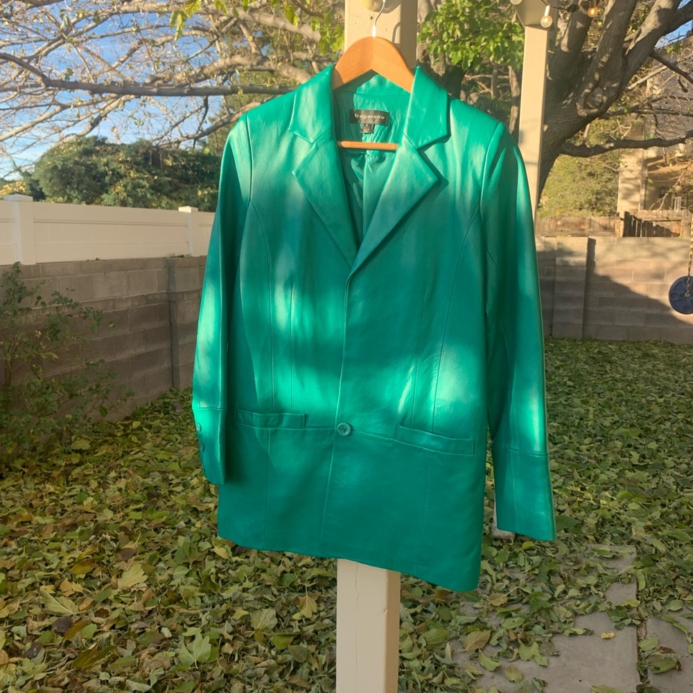 Bagatelle green genuine leather blazer/jacket one button size S